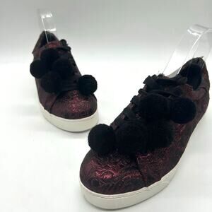 Circus by Sam‎ Edelman Velvet Pom Pom Sneakers Purple Lace Up Women 7.5